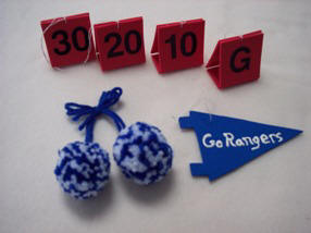 football ornaments pennant, pompoms, yardage markers